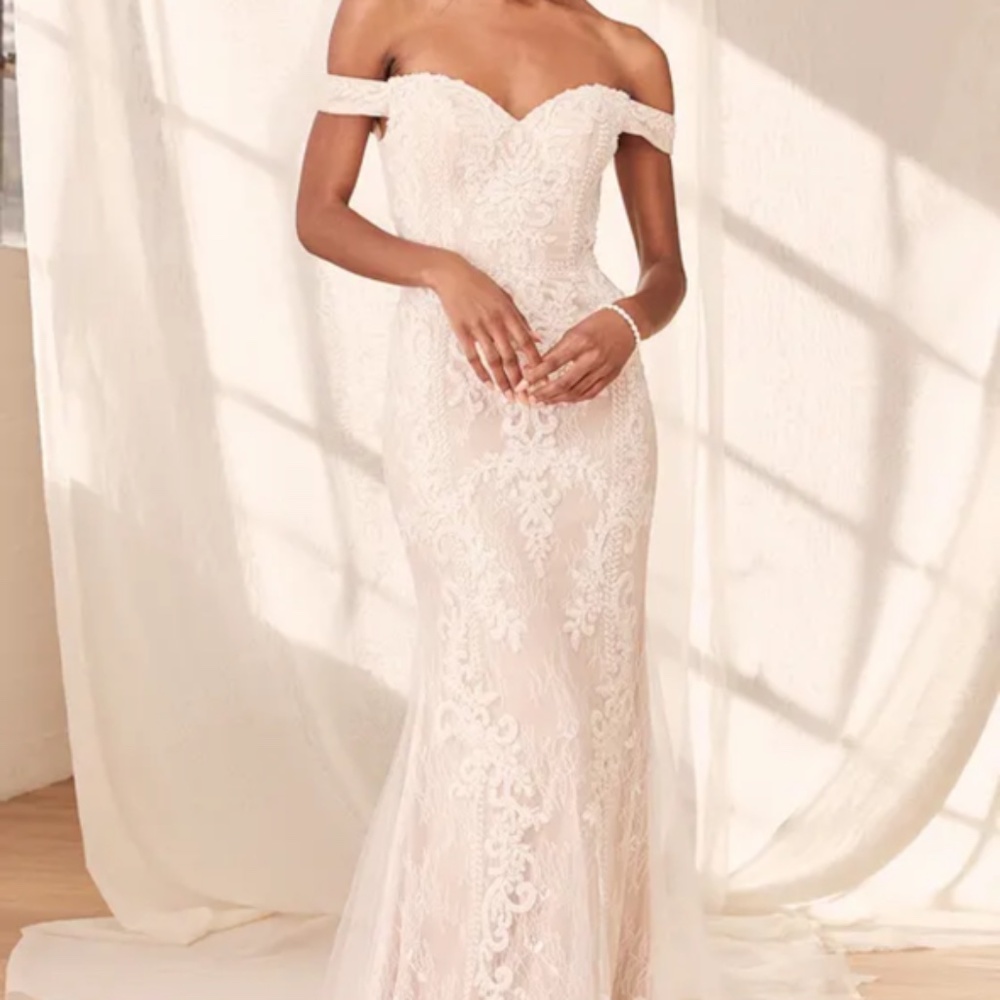 Promised Love Beaded Lace Off-the-Shoulder Maxi Dress